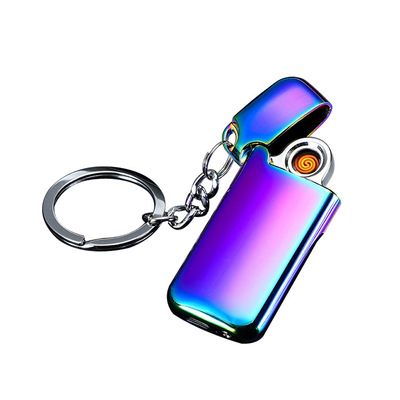 金属迷你双面挂件USB双面充电打火机钥匙扣电子打火机点烟器定制|ru