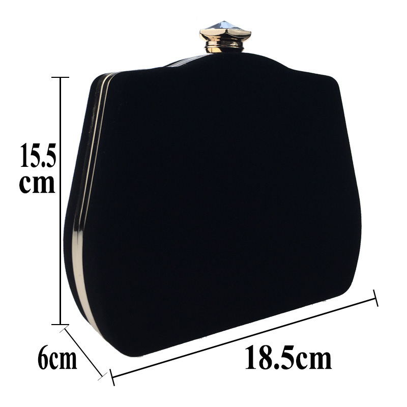 Túi clutch nữ dạ tiệc nhung hình quả bầu đính đá hộp cứng kèm dây xích — Màu đỏ, Màu đỏ rượu, Màu tím, Màu xanh lam chi tiết 1
