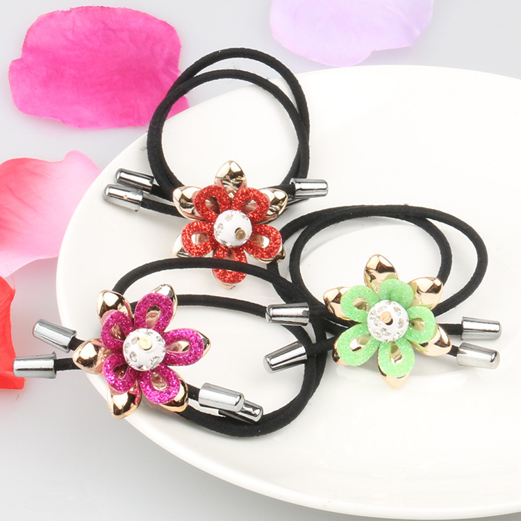 new pattern Korean Edition rubber string Plating color Gypsophila Flower Hair rope Double-stranded Warhead Hair 2 yuan wholesale