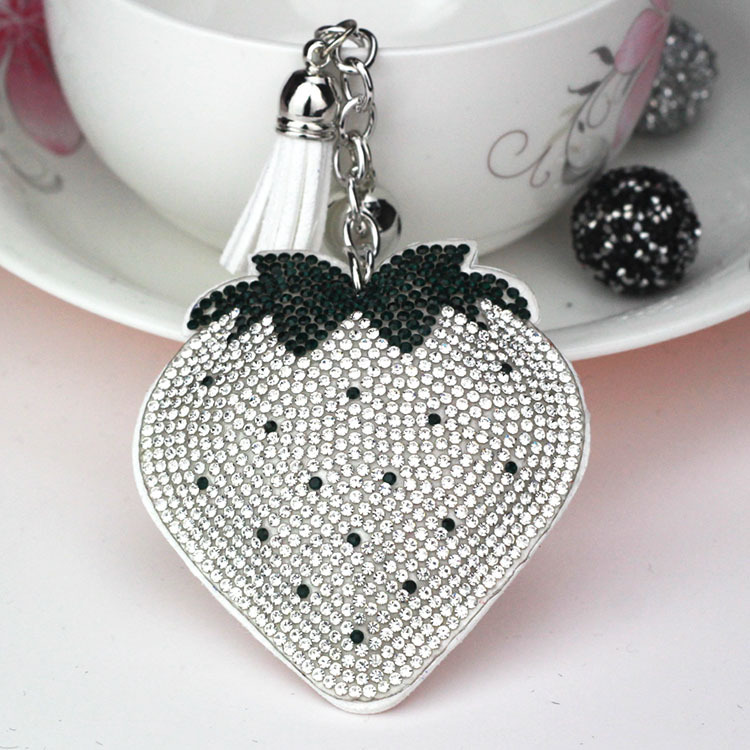 35g Weight Keychain Classification 1 Piece Quantity Daily Occasion Flannel Material Fruit, Strawberry Pattern Women's Gender Diamond Design Glam, Cute Style 1 Piece Glam Cute Fruit Strawberry Flannel Diamond Women's Keychain 8