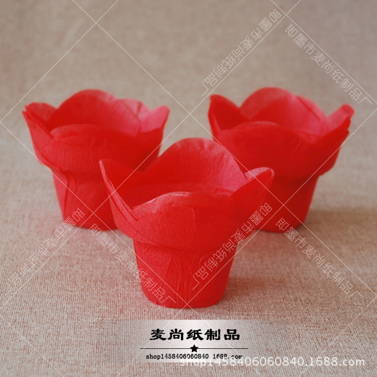 Exportar taza de papel para hornear pétalo muffin pastel taza de papel blanco pastel de loto taza de papel resistente a altas temperaturas papel a prueba de aceite