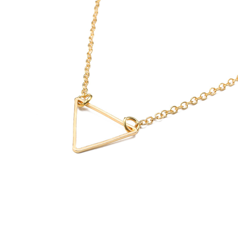 Geometric popular jewelry simple triangle pendant necklace fashion creative hollow sweater chain who