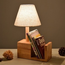 現代簡約木質卧室床頭燈具裝飾 北歐實木藝書房LED布藝禮品台燈