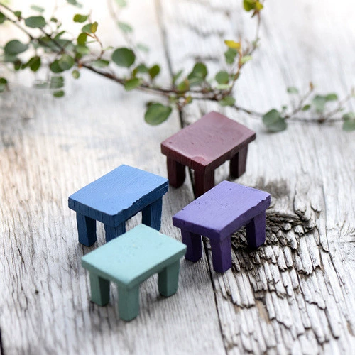 Zakka style decorative mini simulation resin small stool chair table micro -landscape succulent basin accessories