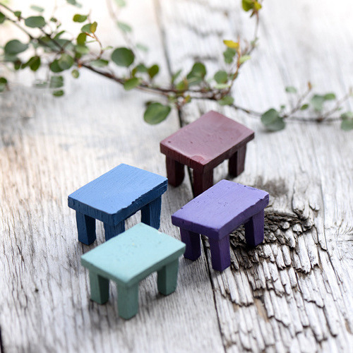 Zakka style ornaments, mini simulated resin small stools, chairs, tables, micro landscape succulent flowers, pot accessories