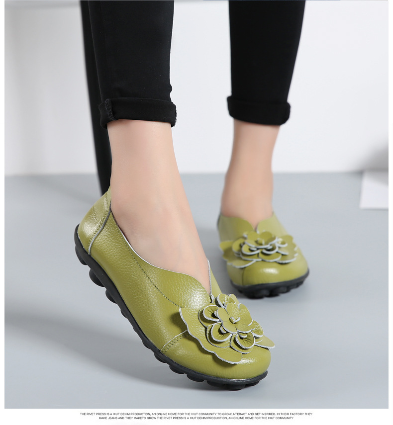 Chaussures plates confortables pour femmes mocassins en cuir mocassins décontractés chaussures à semelle souple pour la conduite à pied_voghion.com