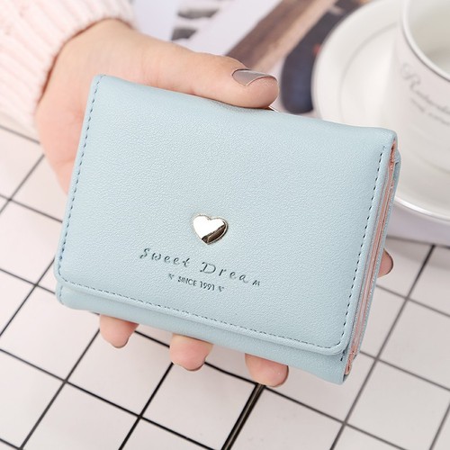Women's Short Wallet New Model Simple Clasp Coin Pocket Card Holder Multifunctional Leather Foldable Purse for Students and Ladies with Fresh Style