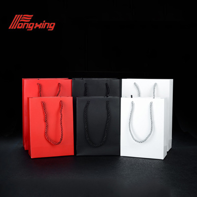 同兴白卡黑色红色饰品包装礼品袋折叠纸袋送礼加厚绳子手提袋