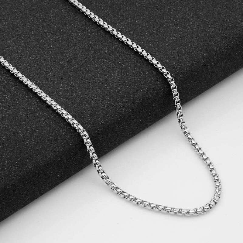 316 stainless steel square pearl necklace Titanium steel ornament with chain 3mm thick chain wholesale DIY accessories European and American men