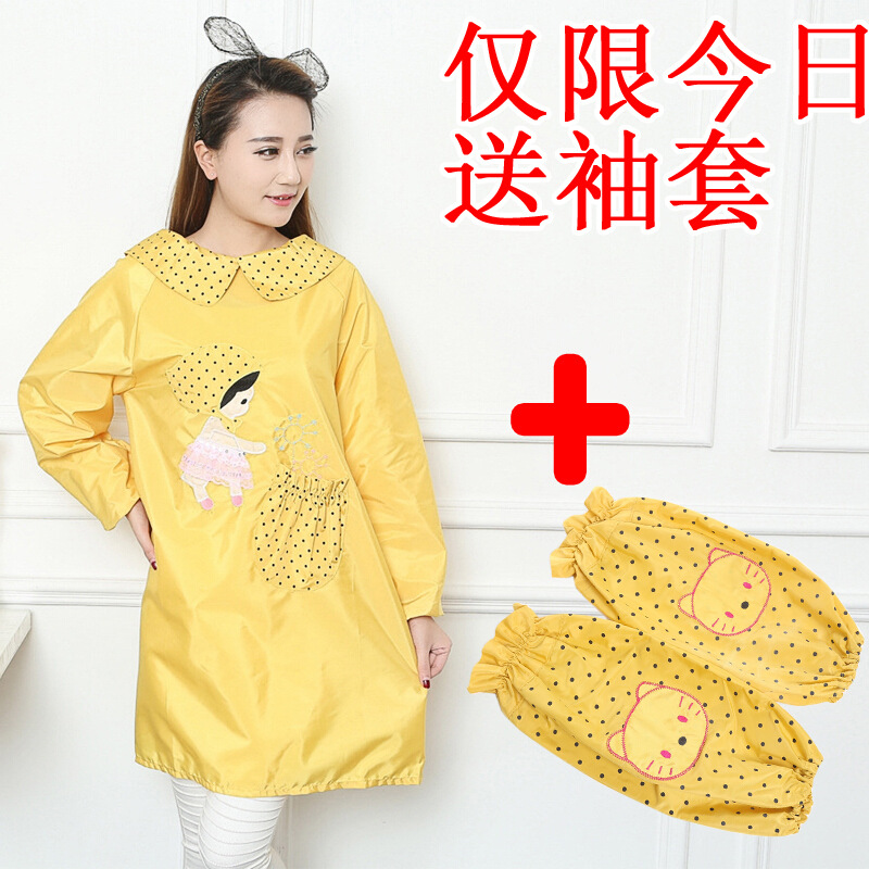 Estilo coreano de moda a prueba de aceite a prueba de agua de manga larga delantal pintura anti-vestirse monos de cocina mono adulto lindo