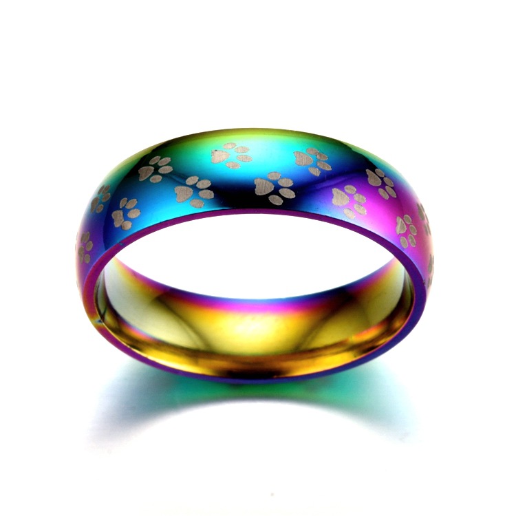 Wholesale Colorful Little Feet Titanium Steel Ring Nihaojewelry display picture 3