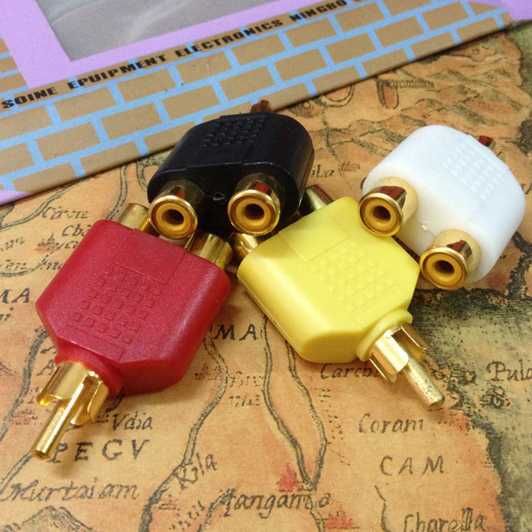 厂家直供 镀金莲花一分二 音频转换头 RCA一分二插头 音频转接头