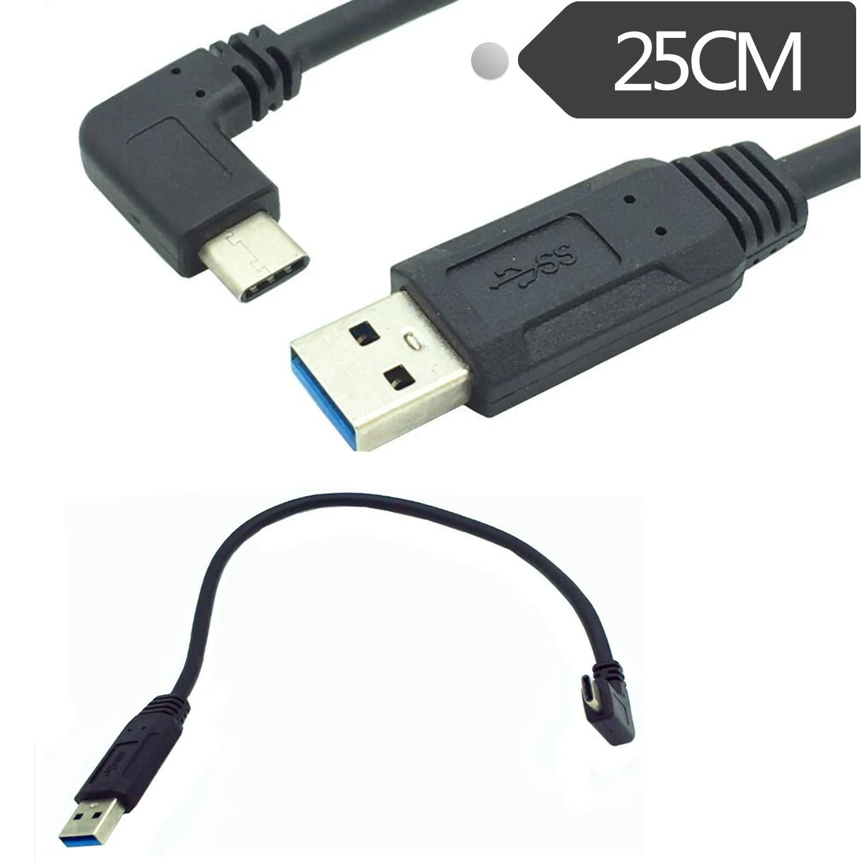 USB3.0 AM straight head to Type-C elbow data cable computer notebook mobile phone data charging cable