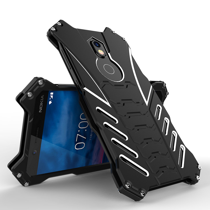 R-Just Batman Shockproof Aluminum Shell Metal Case with Custom Batarang Stent for Nokia 7