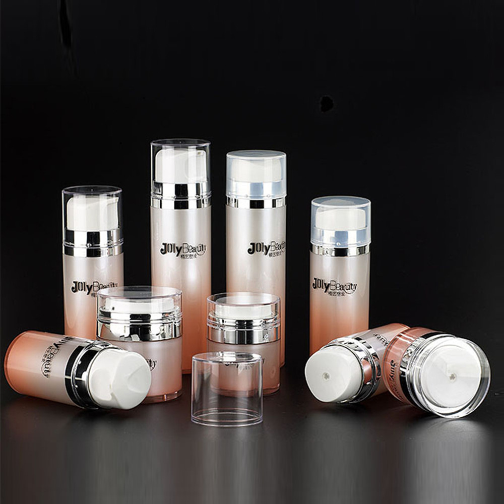 厂家供应外喷橘色渐变塑料真空瓶膏霜瓶套装组合可定制