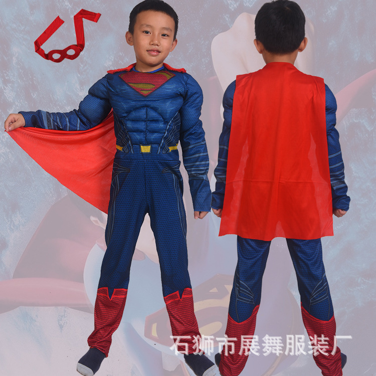 万圣节服装新款超人服装儿童超人披风 cosplay动漫服装一件代发