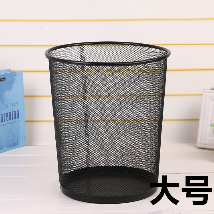大号办公室酒店家用不锈钢垃圾桶金属网格状废纸篓圆形垃圾桶批发