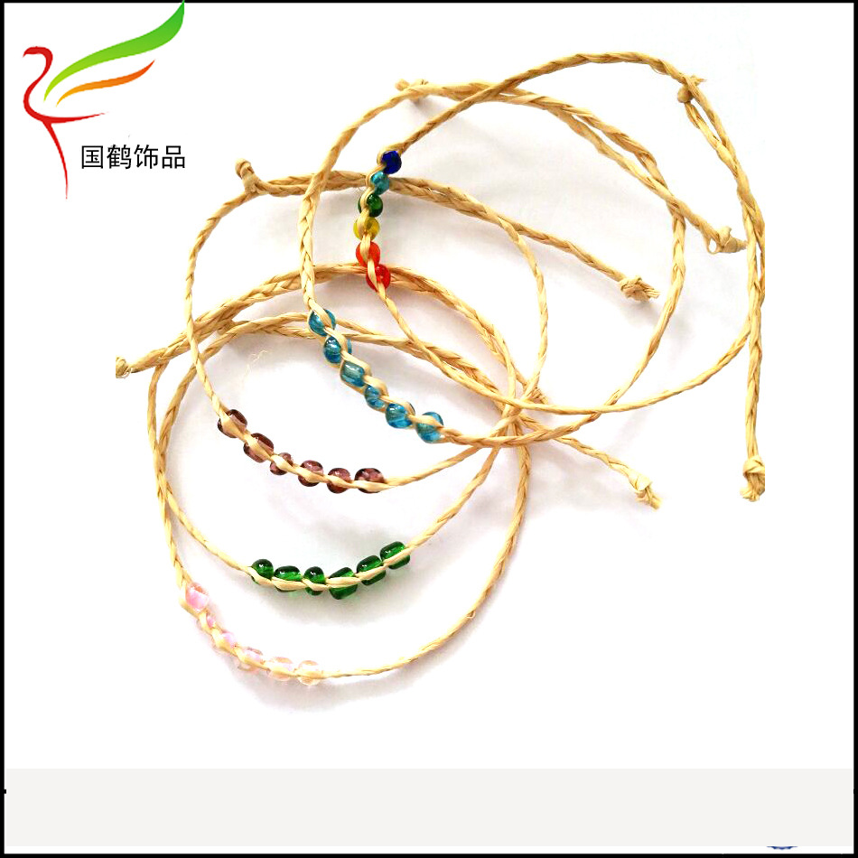 拉菲草6颗米珠手链2