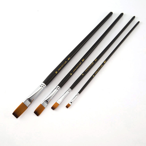9 flat head nylon hair copper tube paint brush set watercolor acrylic brushes students and children art supplies wholesale