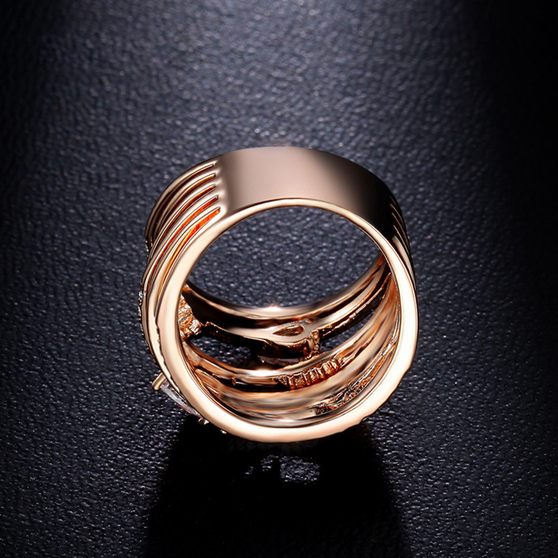 Stylish Personality Ring Plated Rose Gold Micro-inlaid Zircon Multi-ring Ring display picture 3