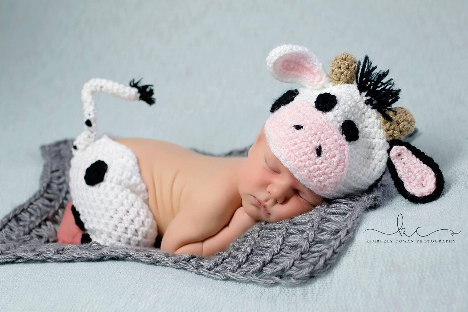 新款 影楼儿童摄影服装 新生儿毛衣套装 手工婴儿拍照服 奶牛