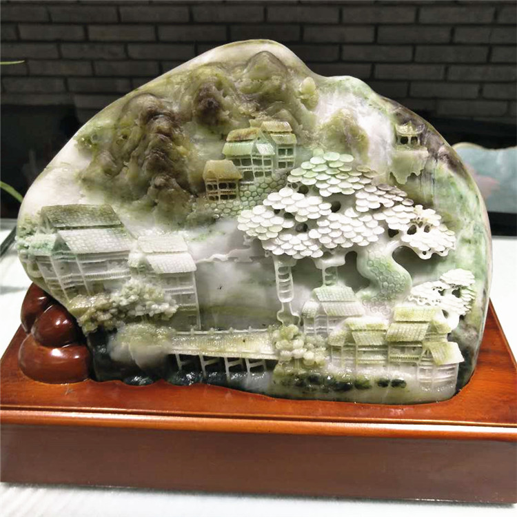 批发 南阳独山玉摆件   独玉忆江南  摆件摆饰