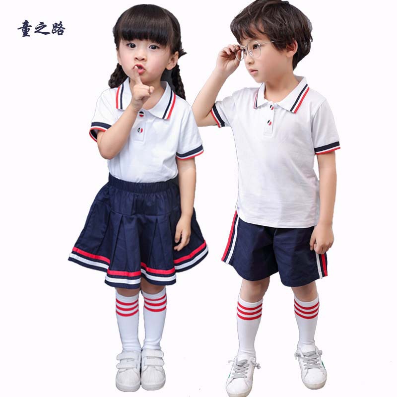 幼儿园园服夏装新款纯棉套装批发小学生校服夏季老师运动服装定制