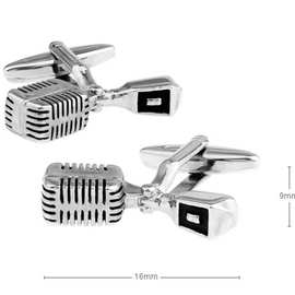 精品袖扣 麦克风金属造型袖扣法式珐琅衬衫袖钉法式纽扣Cufflinks