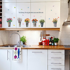 SK7106復古鐵桶花盆栽窗台客廳玄關臥室電視背景牆裝飾牆貼紙壁畫