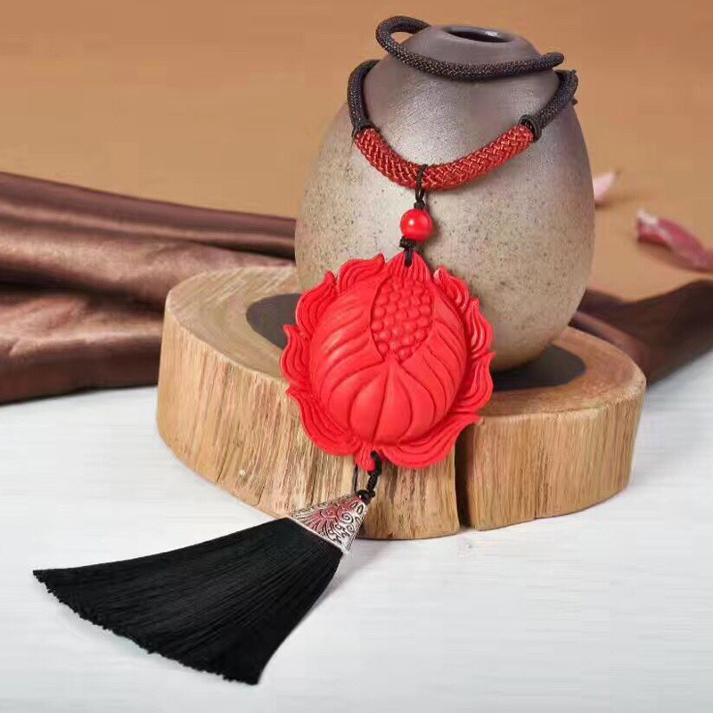 新古典中國紅朱砂流蘇項鏈複古時尚長款百搭毛衣鏈四季民族風配飾