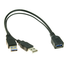 U3-065 USB 3.0延长线 双A公对A母 公对母转接数据线带辅助供电数