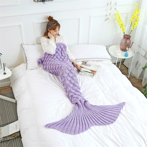 Mermaid tail blanket cashmere like knitting blanket soft skin friendly and breathable blanket