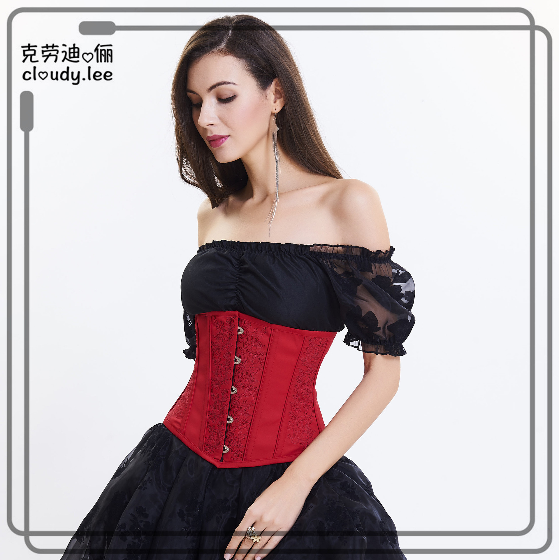 新品钢骨缝纫刺绣复古宫廷束腰腰封1701-阿里巴巴