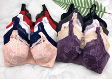 夏季薄杯薄棉大杯大码C杯文胸 蕾丝聚拢性感内衣