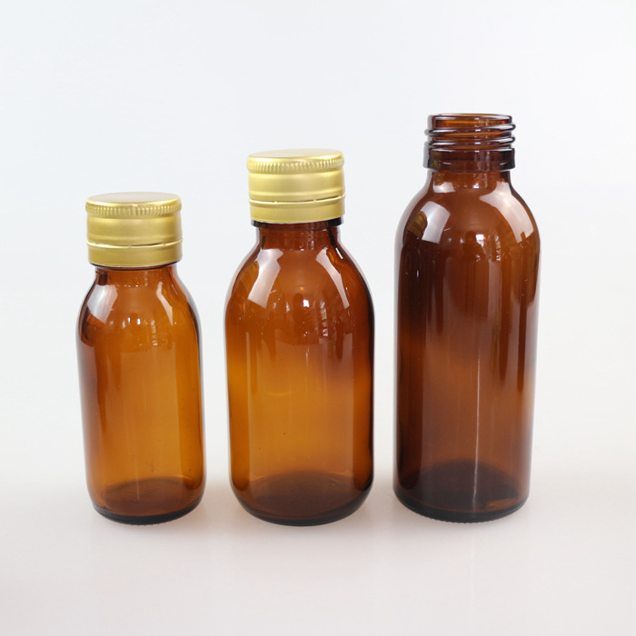 现货 60ml/100ml 茶色玻璃口服液瓶 配套铝盖胶塞