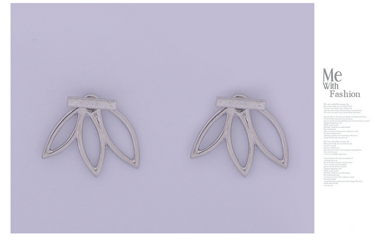 European American Fashion Hollow Lotus Stud Earrings for Women Creative Geometric Ear Jewelry detail image 7