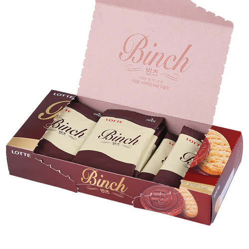Korean imported snack food biscuits BINCH Lotte brand Binch cookies desserts chocolate sandwich cookies
