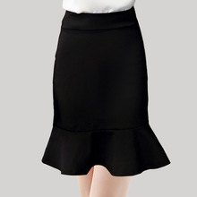 2025春夏新款弹力高腰鱼尾裙荷叶边一步裙半身裙短裙包臀裙女包裙