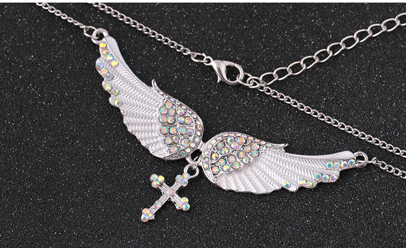 1 Piece Fashion Cross Wings Alloy Inlay Artificial Gemstones Women's Necklace display picture 1