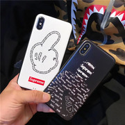 潮牌中指苹果8手机壳 卡通软胶iphone8g保护套个性彩绘蚕丝手机壳