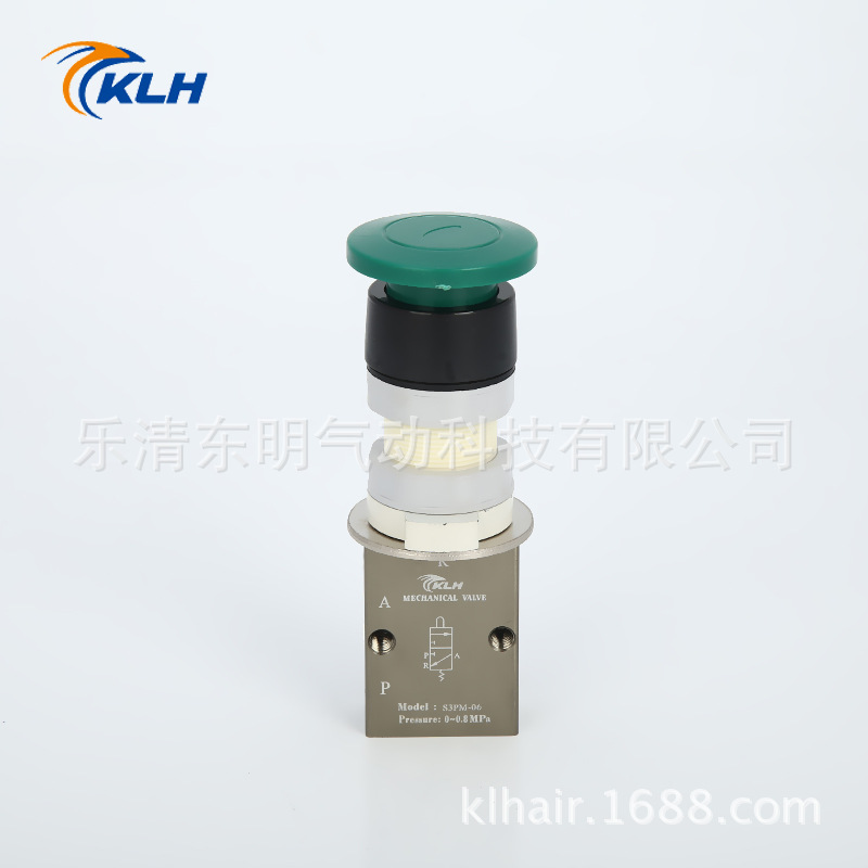 专业供应 机械阀二位三通 气动阀 绿色蘑菇头按钮手动阀 S3PM-06