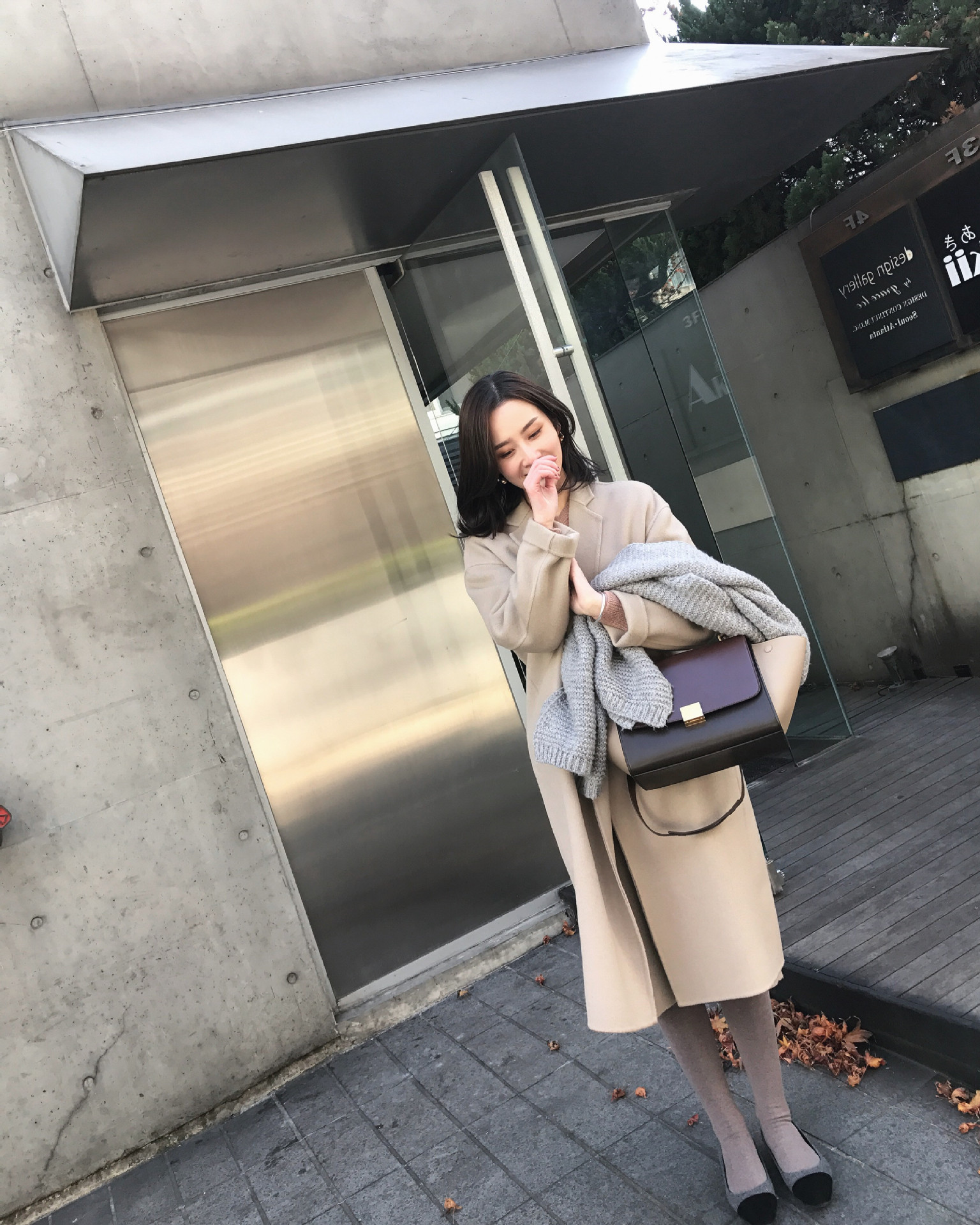 18 mùa thu và mùa đông phiên bản mới của Hàn Quốc của hồ sơ màu sắc nặng của bột yến mạch trà lỏng làm thủ công áo khoác hai mặt mẫu áo dạ đẹp 2021