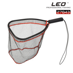 27843 LEO/LEO [Black and Red Aluminum Alloy Fly Fishing Net] Small Portable Lure Hand Net Fishing Gear