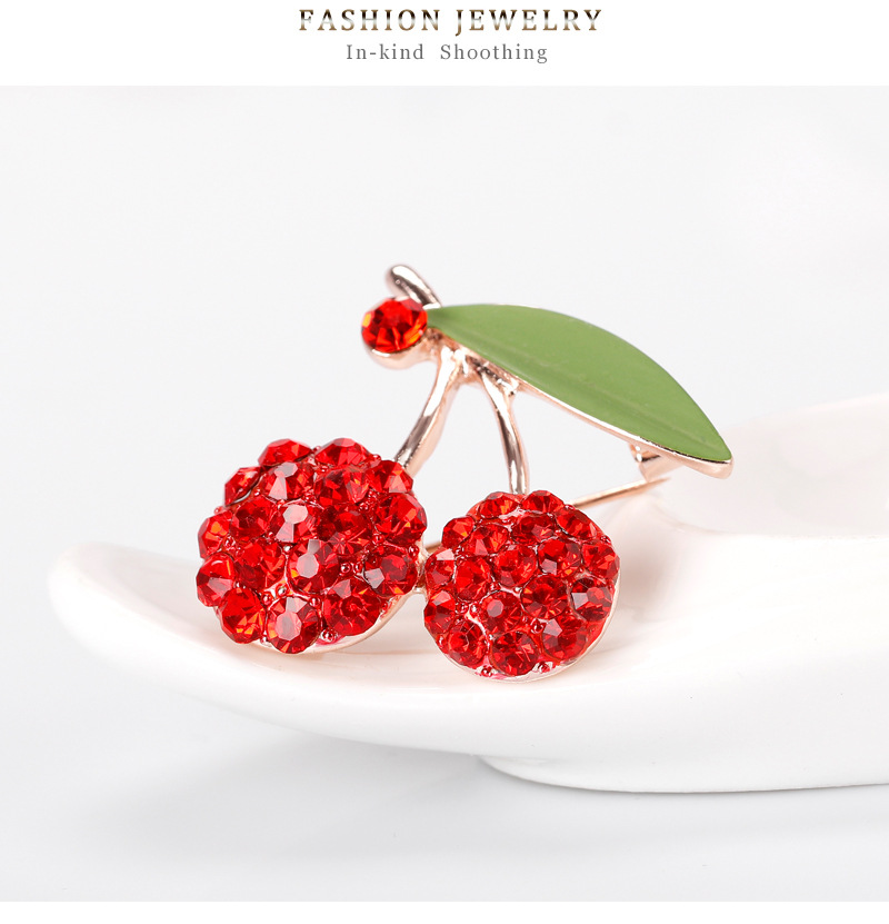 Cute Cartoon Brooch Red Tongtong Oil Dripping Cherry Brooch Pin Fashion Oil Dripping Corsage Female In Stock Wholesale display picture 9