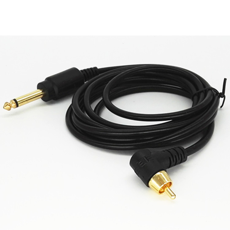 东河牌黑色6.35转RCA90度纹身电线皮柔软好用2芯24号全铜纹身勾线