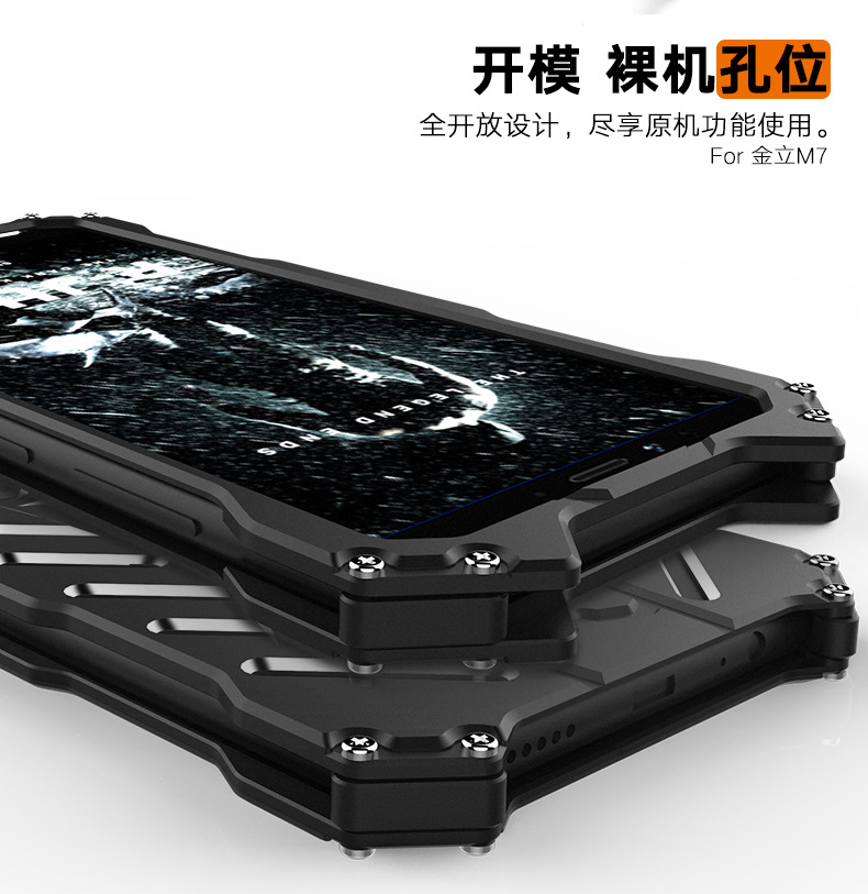 R-Just Batman Shockproof Aluminum Shell Metal Case with Custom Batarang Stent for Gionee M7