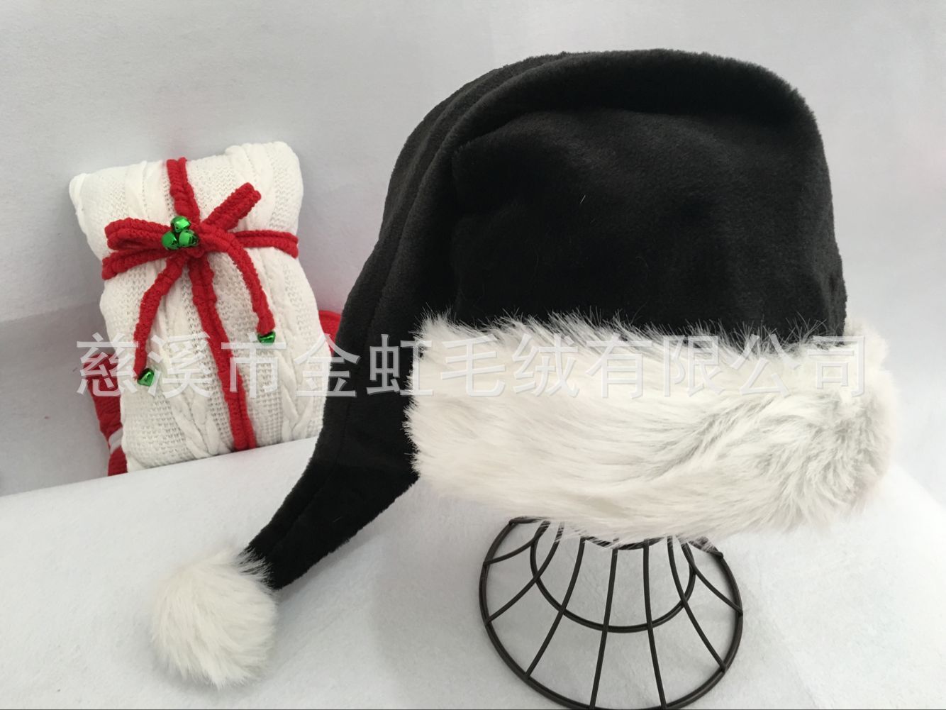 75cm 黑色长毛绒帽子 成人黑色长毛绒帽子 圣诞节成人帽子