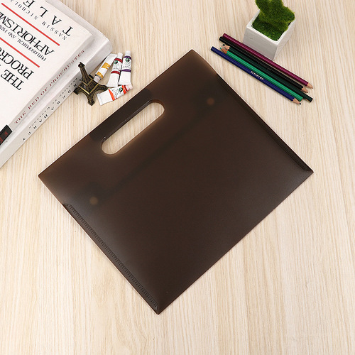Black matte snap file bag A4 business meeting briefcase plastic file bag office information bag