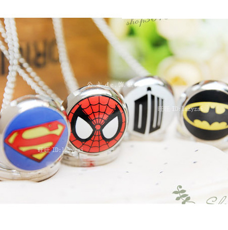 批发小号银色/蜘蛛侠/超人/神秘博士/蝙蝠侠陶瓷怀表项链搪瓷怀表