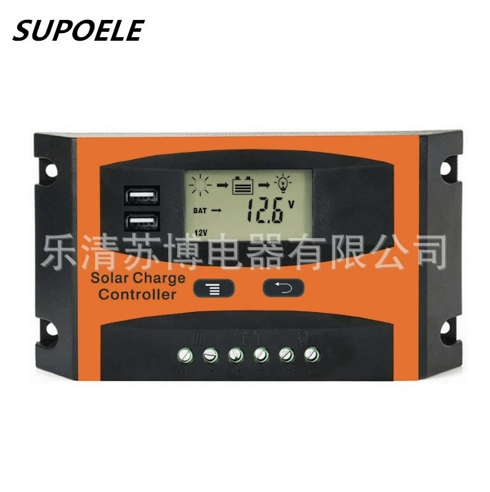 Солнечный контроллер PWM 20A 12V24V автоматическое распознавание ЖК-дисплей Поддержка Dual USB